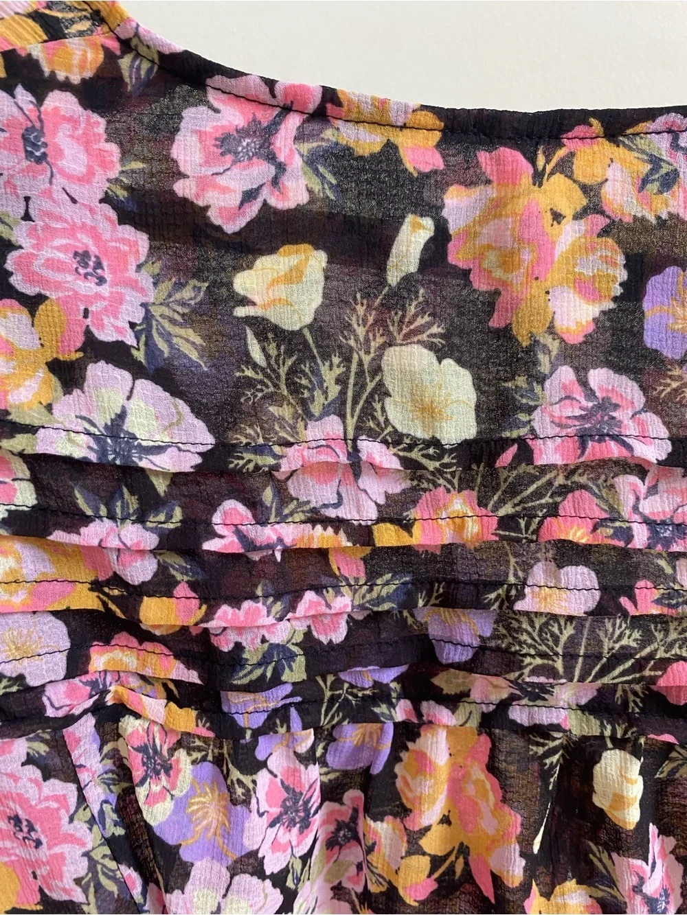 Free People Maybel blouse sheer floral pattern tie-front Sz XS